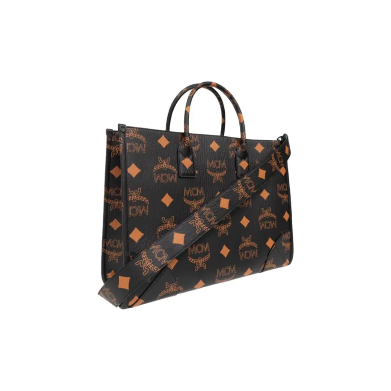 MCM Nappa Leather Tote Bag, Shopping Bag, Crossbody Bag, Handbag Tubas Women's Black-1