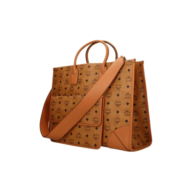 MCM München Artificial Leather Combo Bag Handbag Extra Large Women's Brown Cognac-1