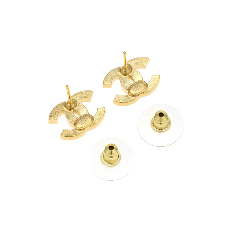 CHANEL Metal Rhinestone Earrings Women's-1