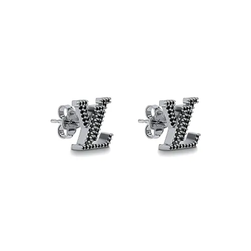 LOUIS VUITTON Metal Stud Earrings Women's Black