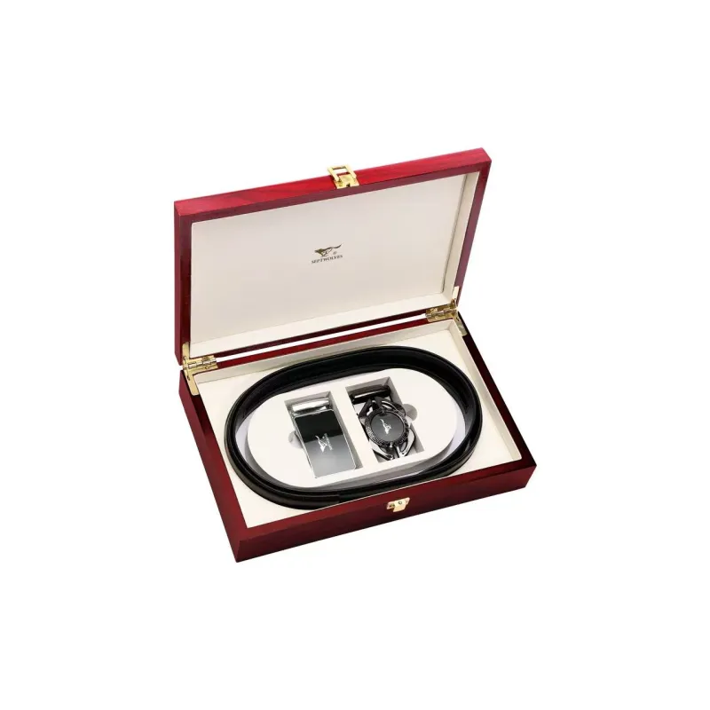 SEPTWOLVES Cow Leather Belt Gift Box Set Men's Width 3.5cm-0