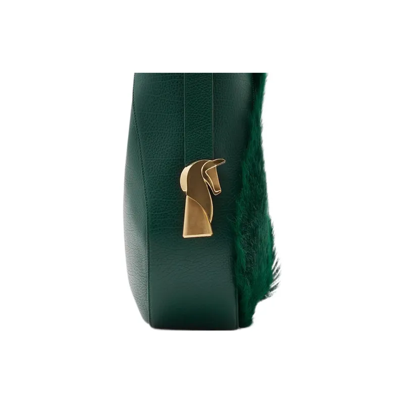 Burberry Goatskin Combined With Calfskin Handbag Shoulder Bag Women's Vine Green-5