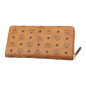 MCM Essential Visetos Origina Canvas Wallet Women's Brown Cognac