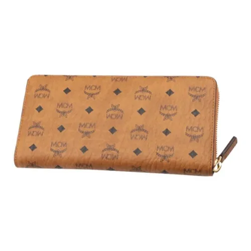 MCM Essential Visetos Origina Canvas Wallet Women's Brown Cognac