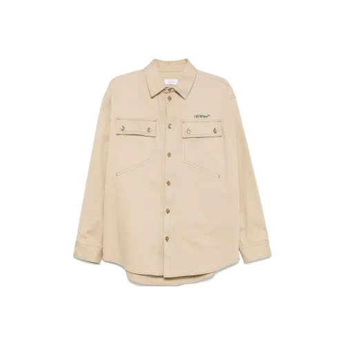 OFF WHITE Logo Embroidered Button Up Overshirt