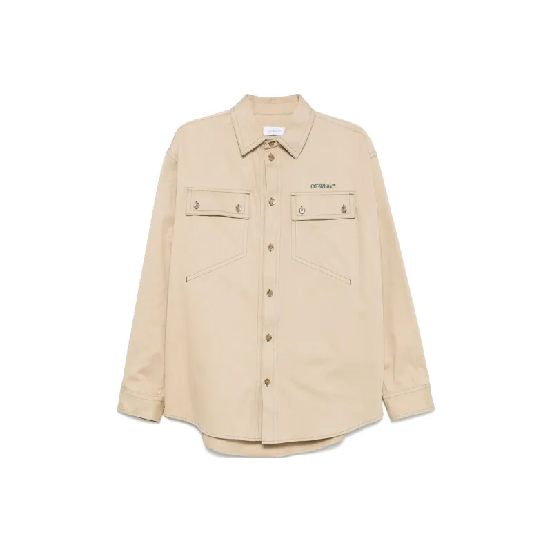 OFF WHITE Stitch Cotgab Milit Overshir Creme Brule-0