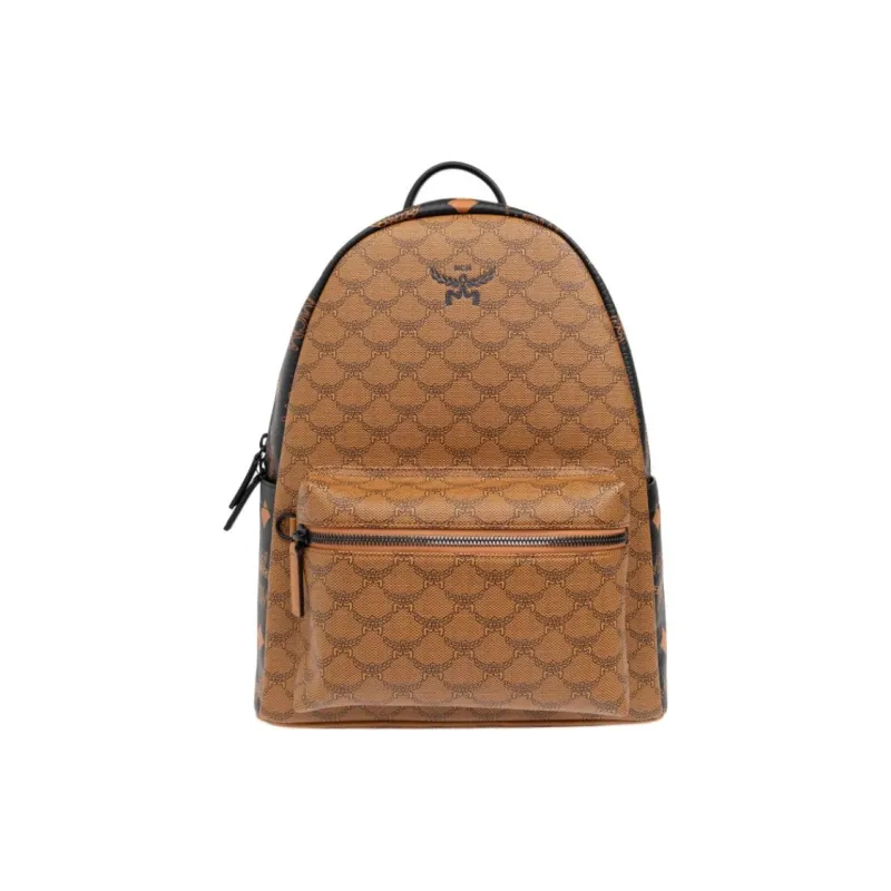 MCM Artificial Leather Backpack Medium Size Unisex Brown Cognac-0