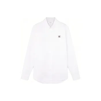 Maison Kitsune Fox Patch Curved Hem Shirt