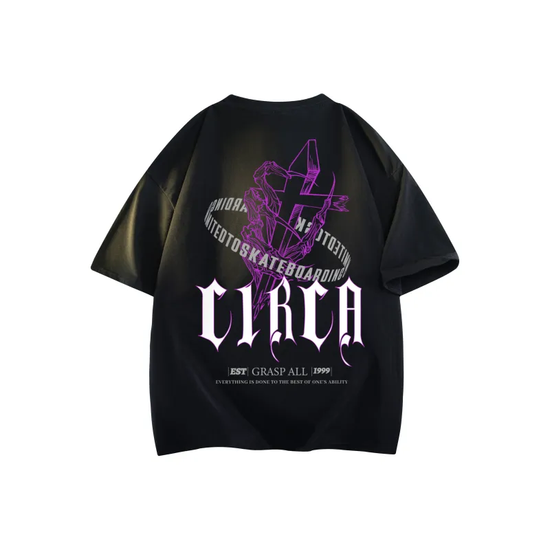 C1RCA American Gothic Letter Cross Fun Combination Logo Print T-Shirt Unisex-0