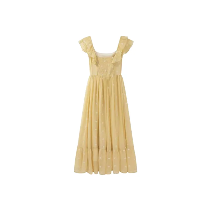 GLEE DIARY Short Sleeved Dress Women's Yellow-1