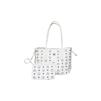 MCM Liz Visetos Leather Combo Bag Tote Bag Shopping Bag Handbag Shoulder Bag Women's White