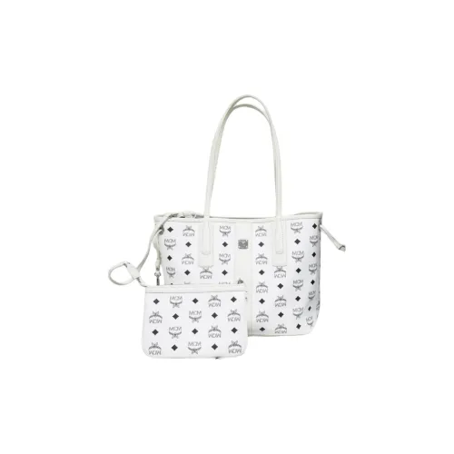 MCM Liz Visetos Leather Combo Bag Tote Bag Shopping Bag Handbag Shoulder Bag Women's White