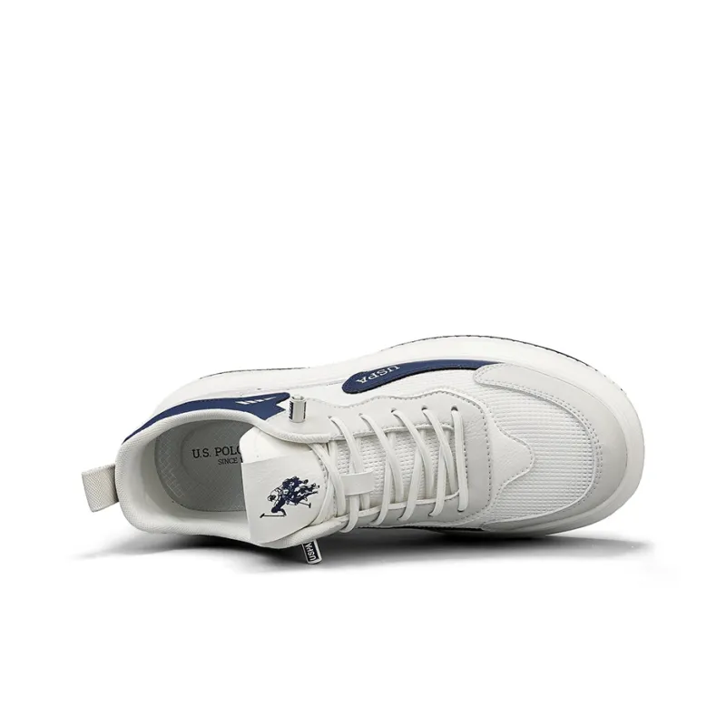 U.S. POLO ASSN. Coverage Slip Resistant Lightweight Breathable Low Top Skateboard Shoes Men's Beige Blue-4