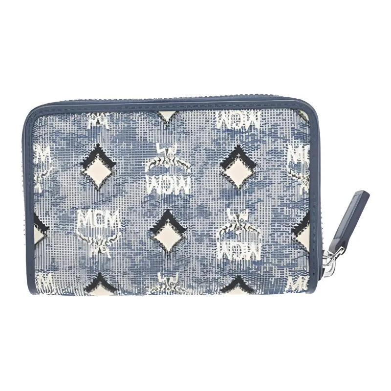 MCM Aren PVC Wallet Women's Blue-2
