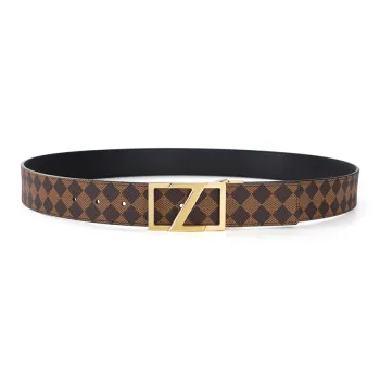 V.V.Brown Genuine Leather Belts Men's 3.8cm Tail Clip Style Plate Buckle Belt