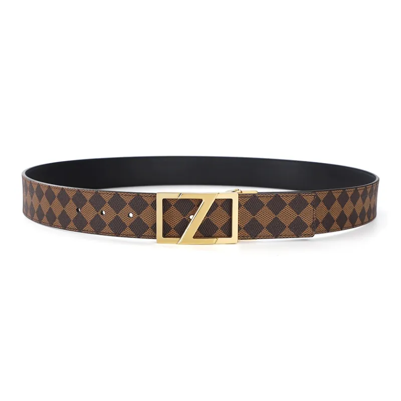 V.V.Brown Genuine Leather Belts Men's 3.8cm Tail Clip Style Plate Buckle Belt-8