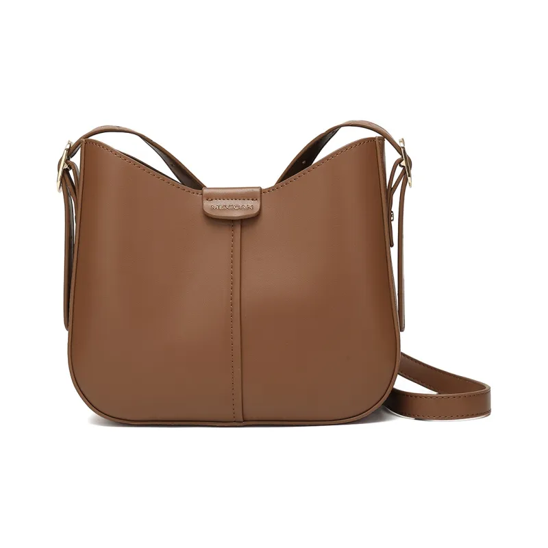 MEXICAN Polyurethane Leather Crossbody Bag Women's Black/Brown/Ecru-4