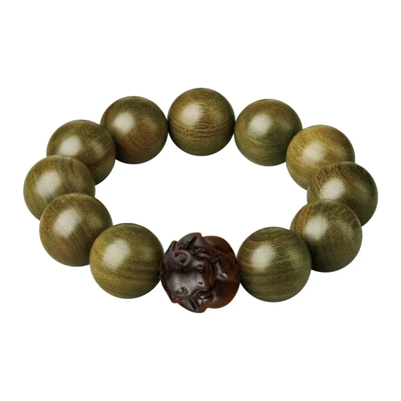Yi Mingju Green Sandalwood Bracelets Men's-5