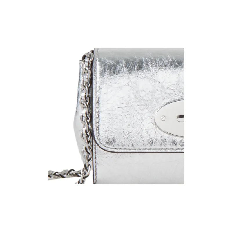 Mulberry Lily Leather Crossbody Bag, Shoulder Bag Mini Women's Silver-3