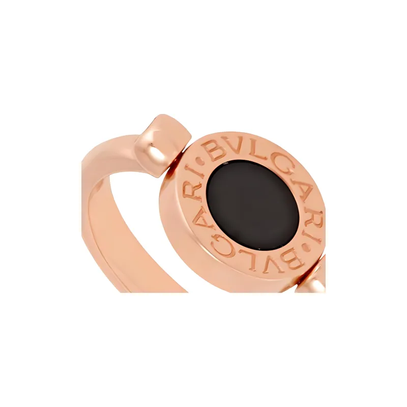 BVLGARI Rose Gold, Mother of Pearl, Onyx Rings Women's-2