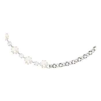 JUSTINE CLENQUET Brass Crystal Artificial Pearl Necklaces Women's Silver