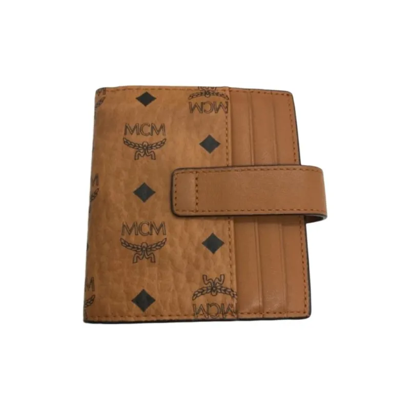 MCM Essential Visetos Origina Canvas Card Holder Mini Unisex Cognac-1