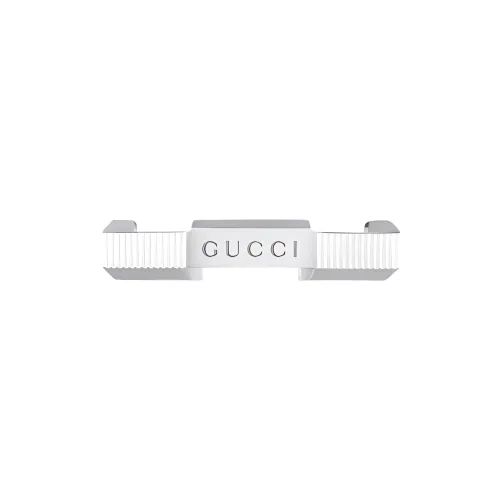 GUCCI 18K White Gold Rings Unisex Silver