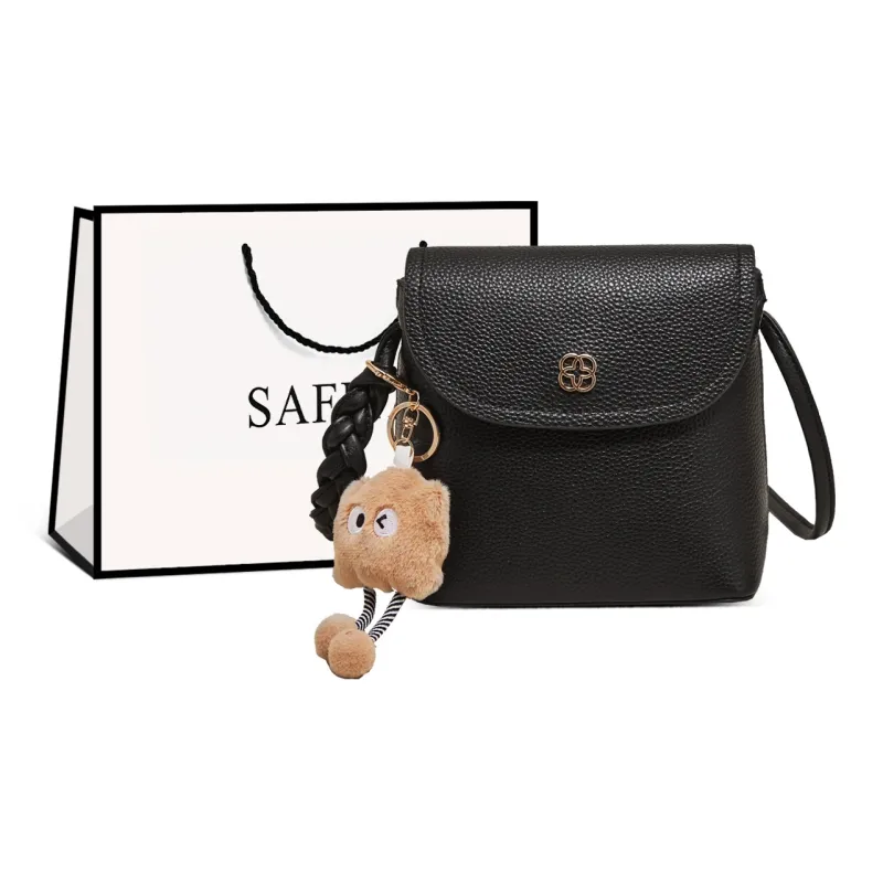 Safiya Cow Leather Shoulder Bag Women's Oyster White/Black-6