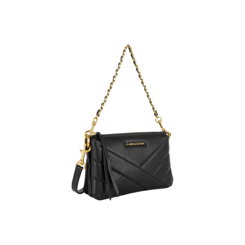 Lancaster Full Grain Cow Leather Shoulder Bag Trumpets Women's Black-1