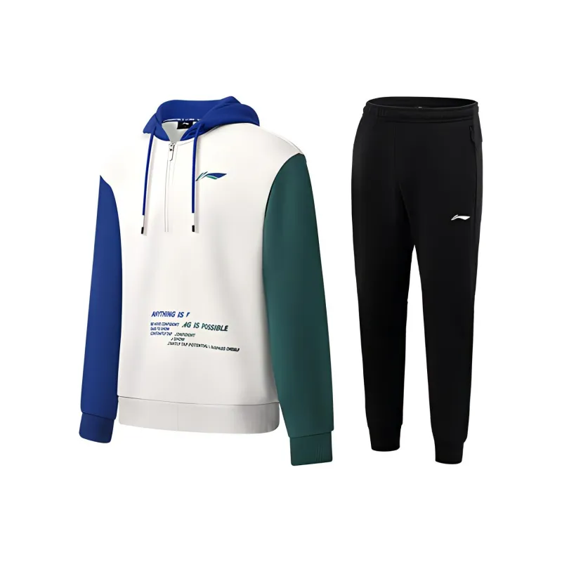 LiNing Sweatshirt Set Unisex Glacier Gray+Black-2