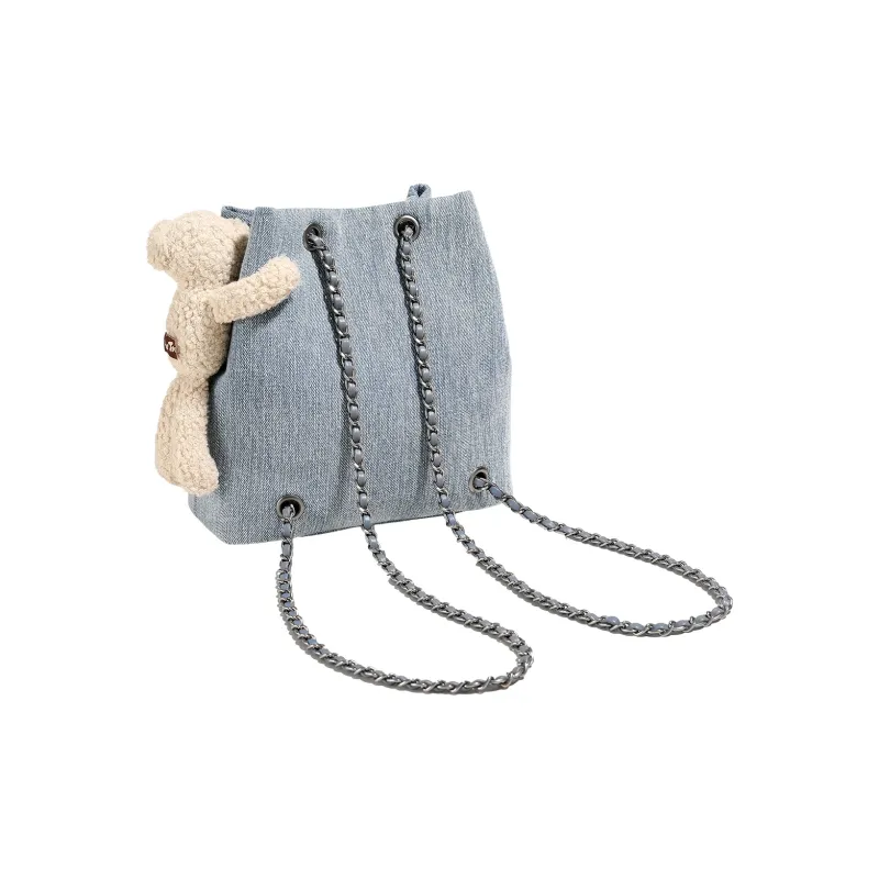 TOUTOU Fabric Backpack Women's Denim Blue-6