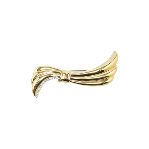 SAINT LAURENT 2000-2024 Plated Corsage Rhinestone Costume Brooch