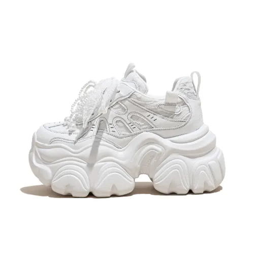 Shoe Cabinet Floral Language Abrasion Resistant Breathable Height Increasing Low Top Chunky Sneakers Women
s