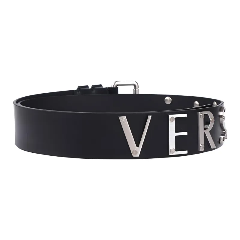 VERSACE Leather Belts Men Black-1