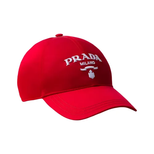 PRADA Recycled Nylon Baseball Caps Women's Red
