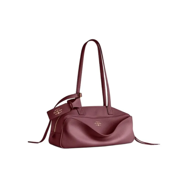 Balenciaga Calfskin Bowling Bag, Handbag, Shoulder Bag Small Size Women's Dark Red-1