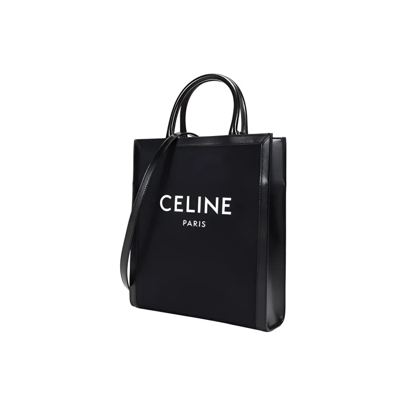 CELINE Fabric With Cow Leather Trunk Bag, Tote Bag, Shopping Bag, Crossbody Bag, Shoulder Bag, Handbag Unisex Black-1