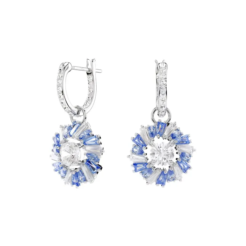 Swarovski Synthetic Cubic Zirconia Rhodium-Plated Faux Crystal Earrings Women's Blue-1