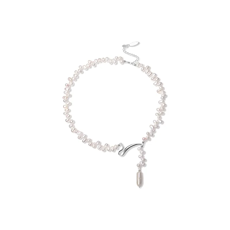 Amame 925 Sterling Silver Necklaces Women's Pearl White-1
