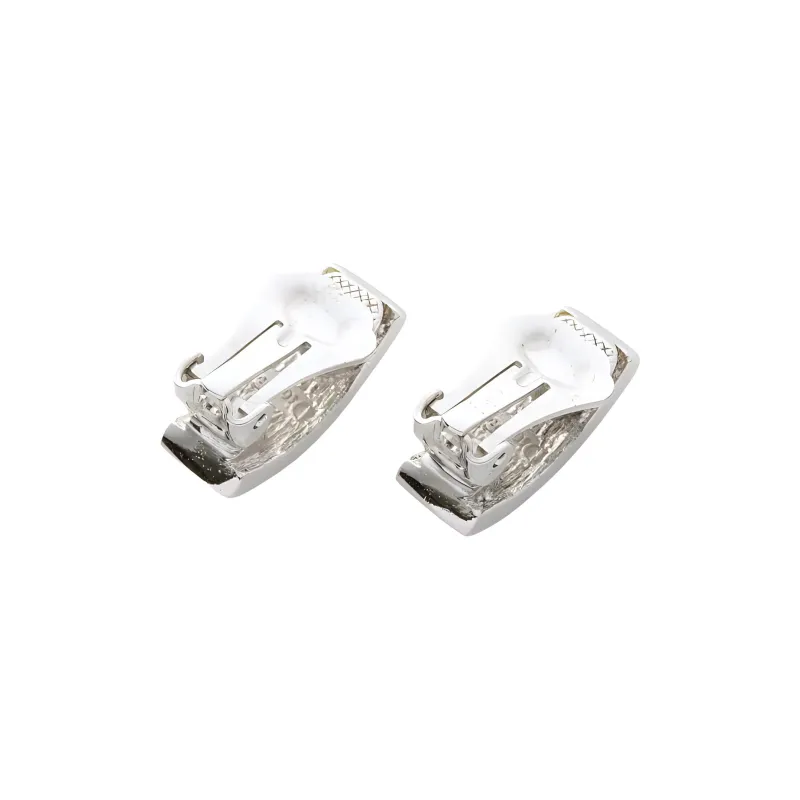 DIOR Metal Clip-On Earrings Unisex Silver-1