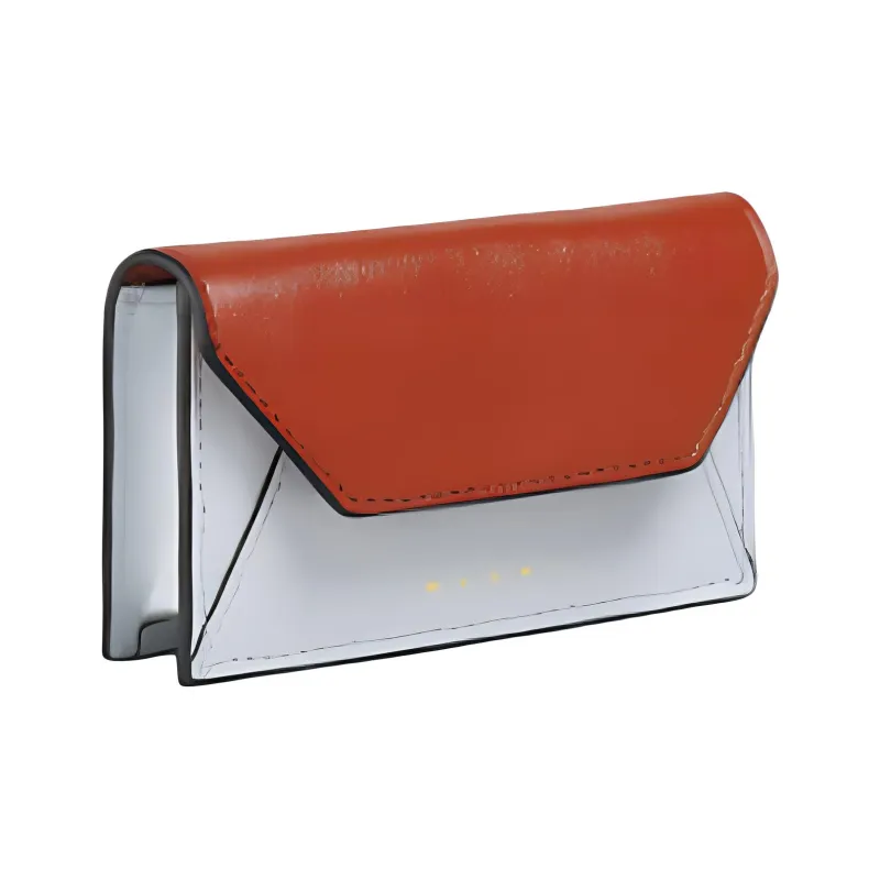 MARNI Crushed Leather Card Holder Card Holder Women's Brown & White-1