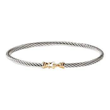 David Yurman 14kt Yellow Gold And Sterling Silver Buckle Classic Cable Bracelet 5mm