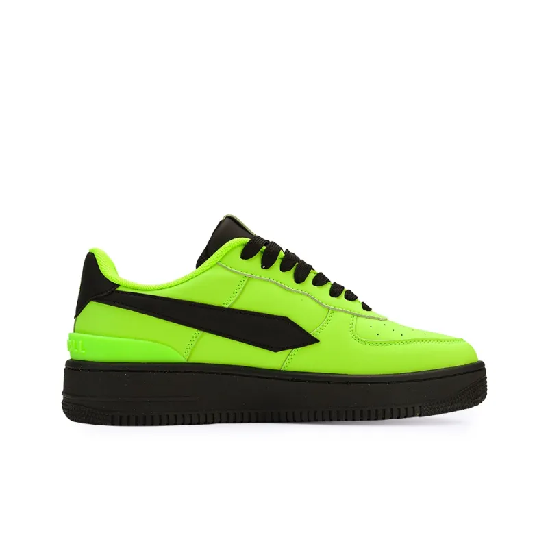 GLO BULL Anti Slip Wear Resistant Low Top Skateboard Shoes Unisex Neon Green Black-1