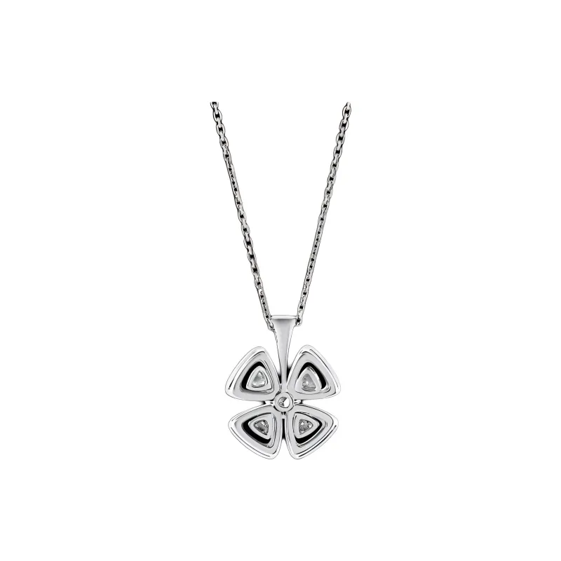 BVLGARI Fiorever Series 18K White Gold Rhinestone Embellished Necklaces Women's-1