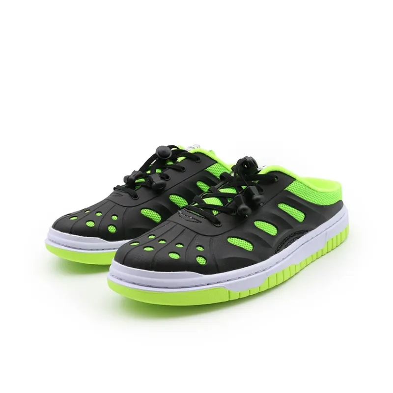 I'm Shopping Abrasion Resistant Slip Resistant Wrap toe Slippers Unisex Black Green-2