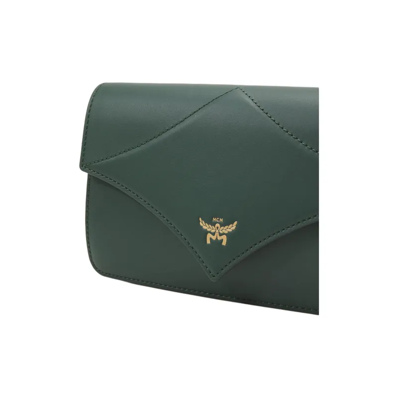 MCM Cow Leather Envelope Bag, Shoulder Bag, Crossbody Bag, Handbag Women's Green-3