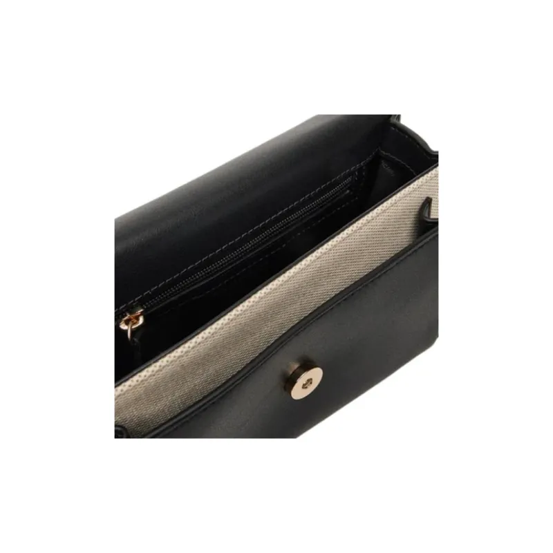 MICHAEL KORS MMK Cotton Shoulder Bag Trumpets Women's Black & Beige-3