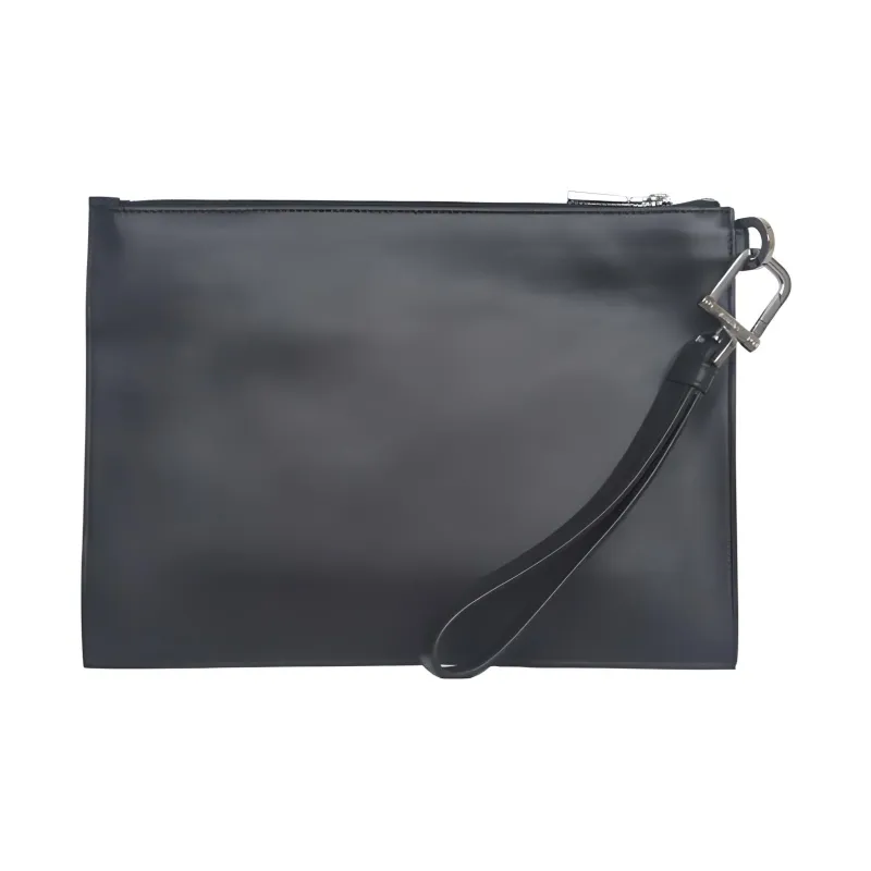 VERSACE Leather Clutch Men's Black-1