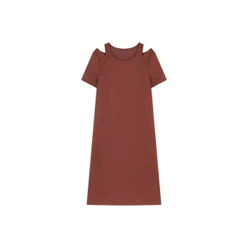 Mo Han Yi Mei Short Sleeved Dress Women's Brick Red