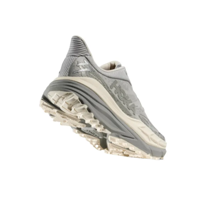 HOKA ONE ONE Stinson 7 Cushioning Slip Resistant Support Low Top Trail Running Shoes Men's Gray White-4